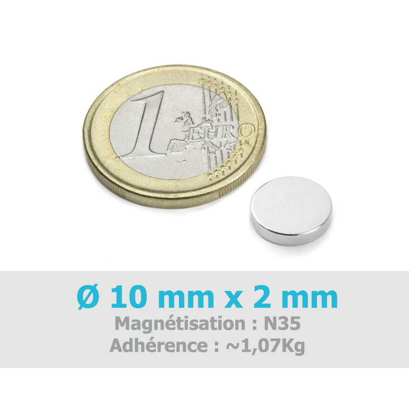 Aimant 10mm x 2mm - Aimant disque - Aimant rond