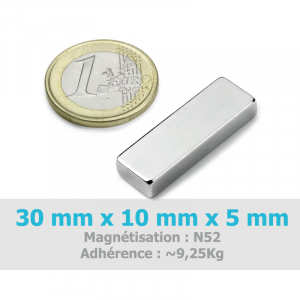 Aimant 60mm x 30mm x 20mm - Aimant rectangle - Parallélépipède