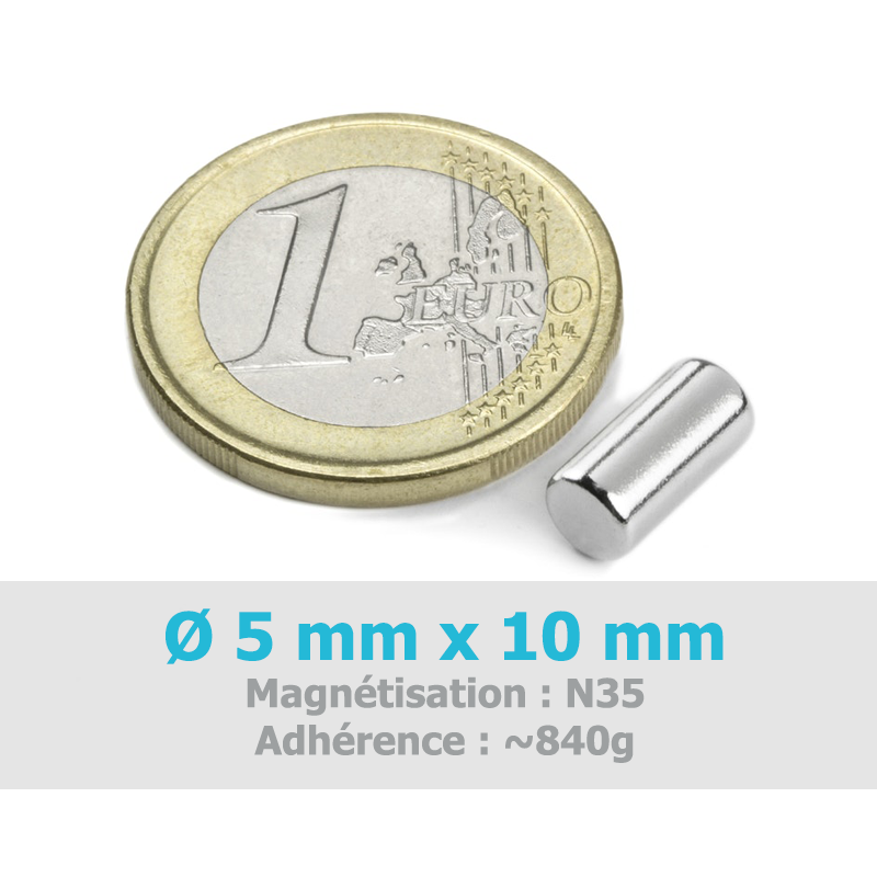 Aimant Ø 5 mm, hauteur 1 mm