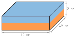 Schéma Aimant carré 10 mm - Longueur / largeur 10 mm - épaisseur 5 mm