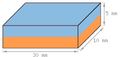 Schéma Aimant rectangle 30 mm, largeur 10mm, épaisseur 5 mm